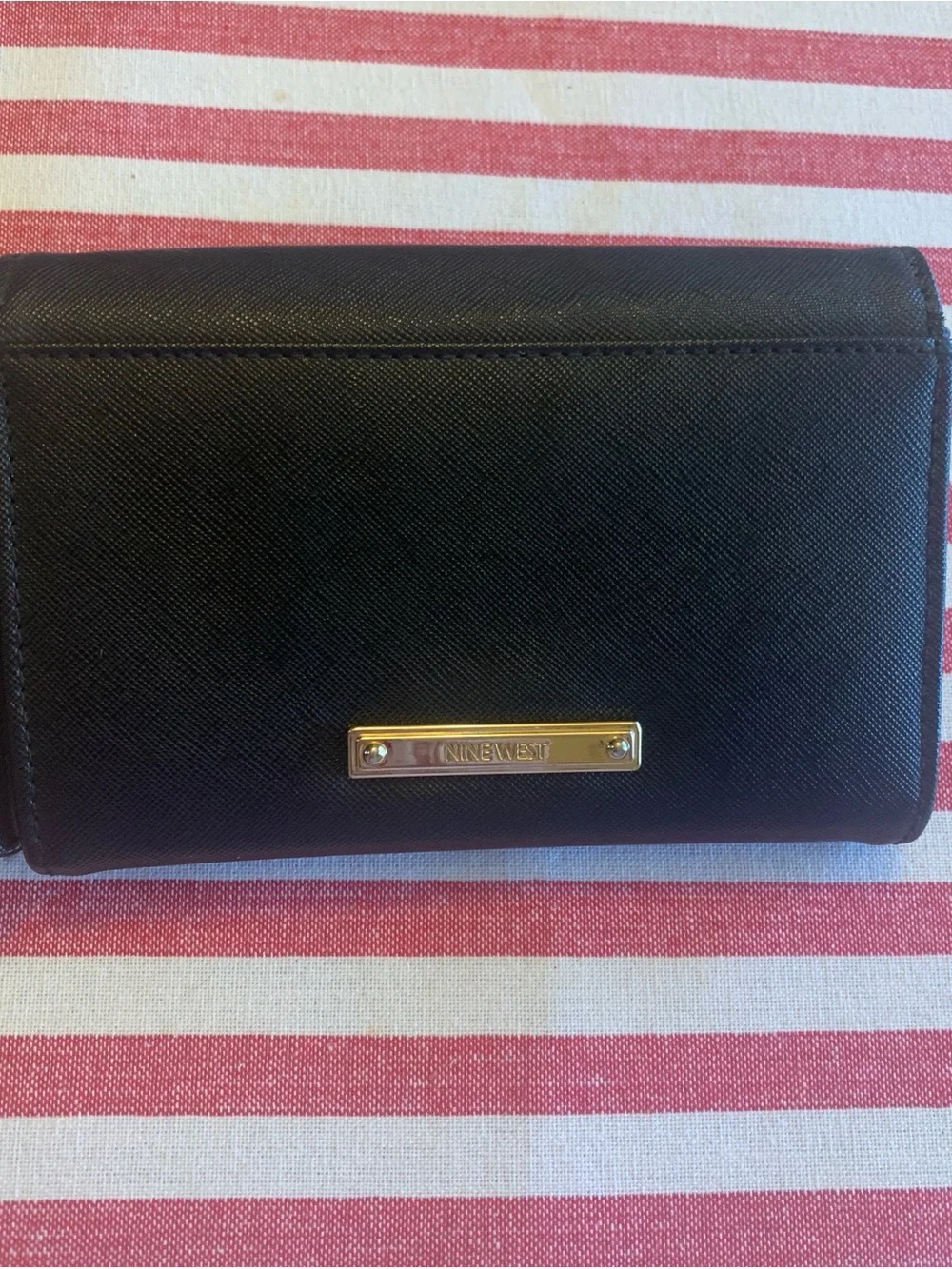 Nine West Black Envelope Wallet with Gold Closure